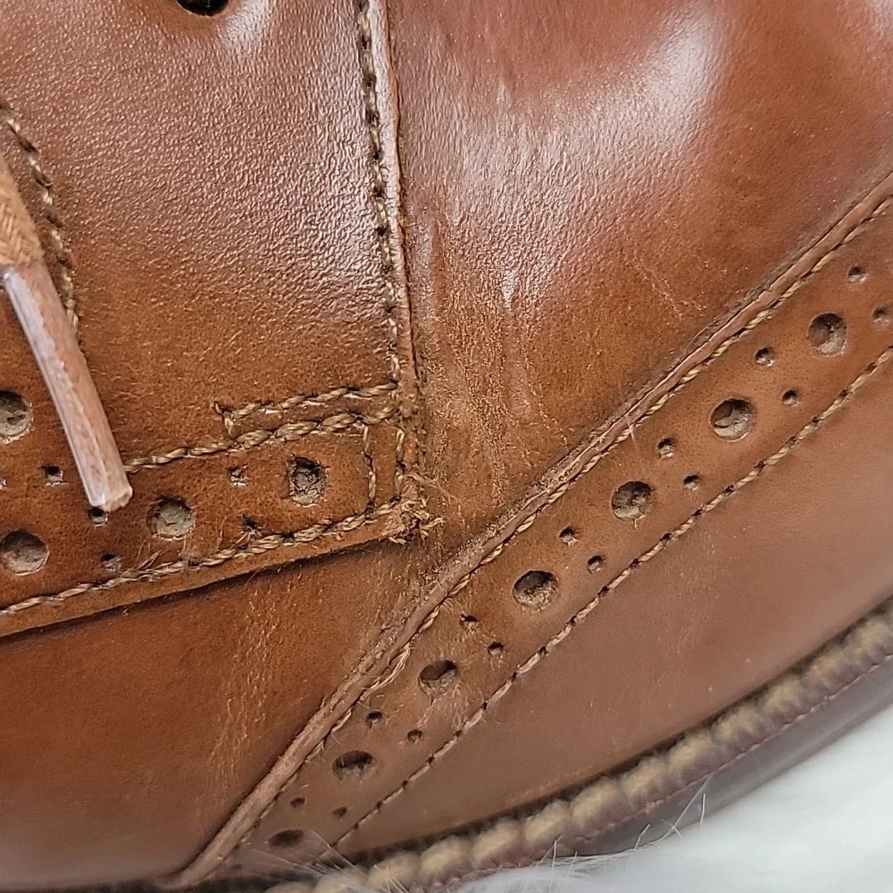 COLE HAAN Grand OS Madison Tan‎ Leather Wingtip Lace Up Oxford Dress Shoes 10